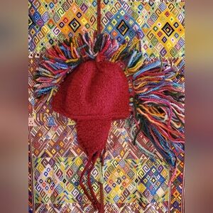 Handmade knit kid's size mohawk or horse mane winter ear flap hat